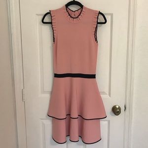 Parker light pink dress with black trim